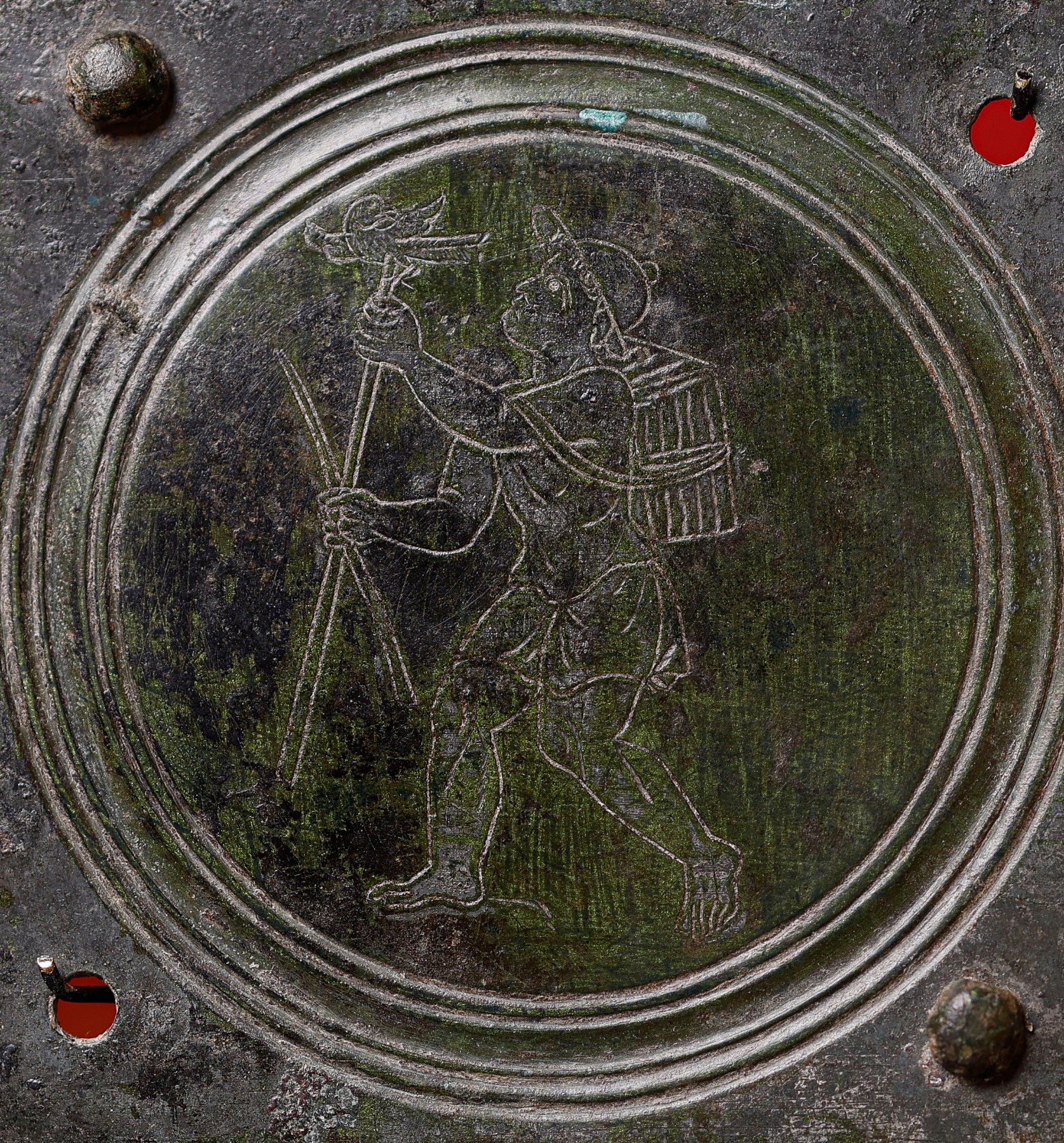 Placa romana con representación de un cazador de pájaros - Galería F. Cervera - R-404