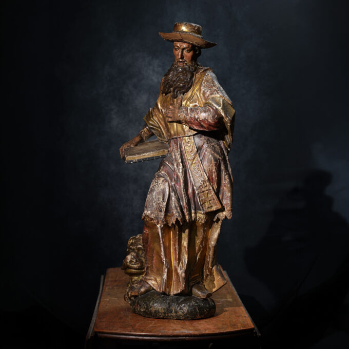 Gran figura tallada de San Jerónimo en madera de tilo, vista 8, Europa, siglos XVII–XVIII – Galería F. Cervera