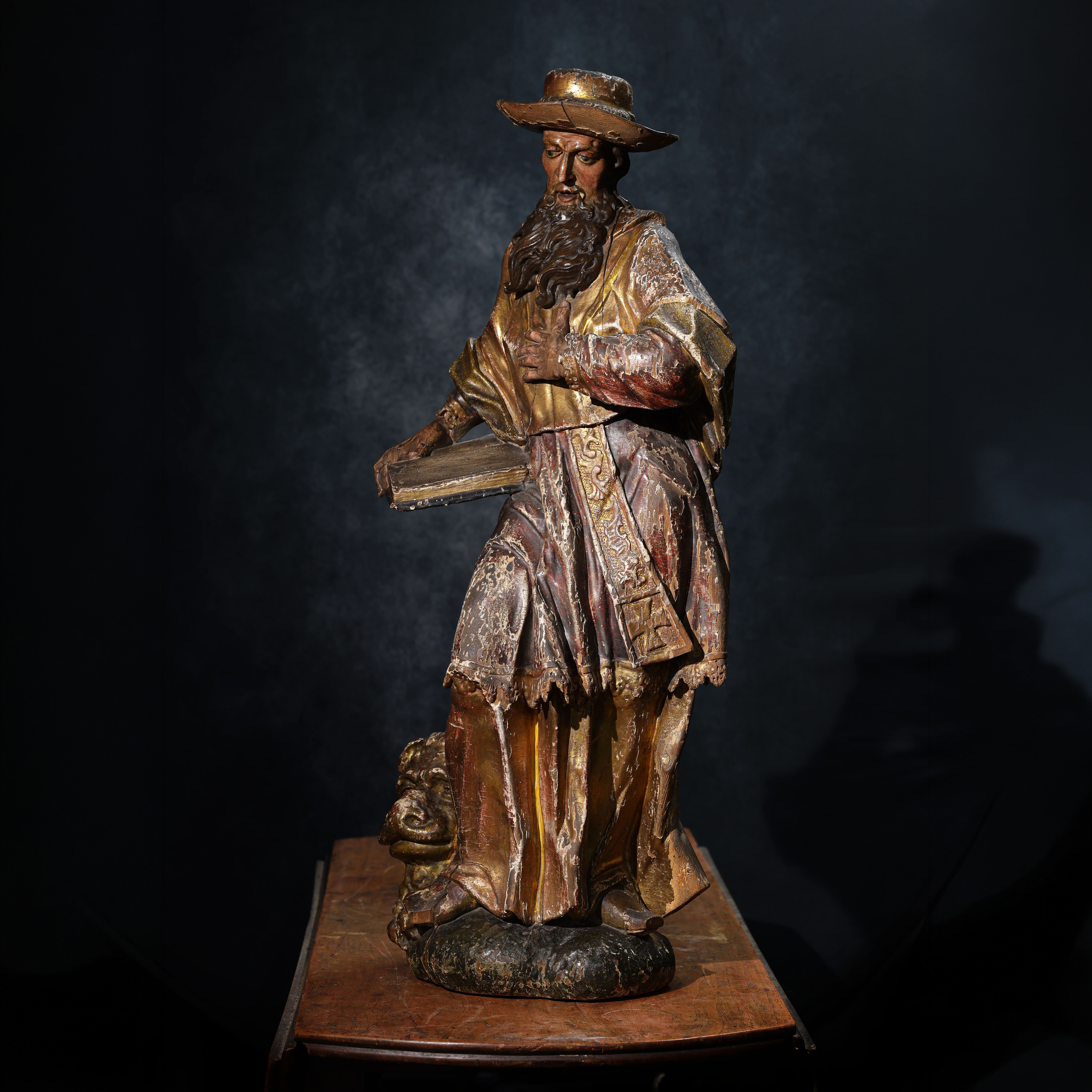 Gran figura tallada de San Jerónimo en madera de tilo, vista 8, Europa, siglos XVII–XVIII – Galería F. Cervera
