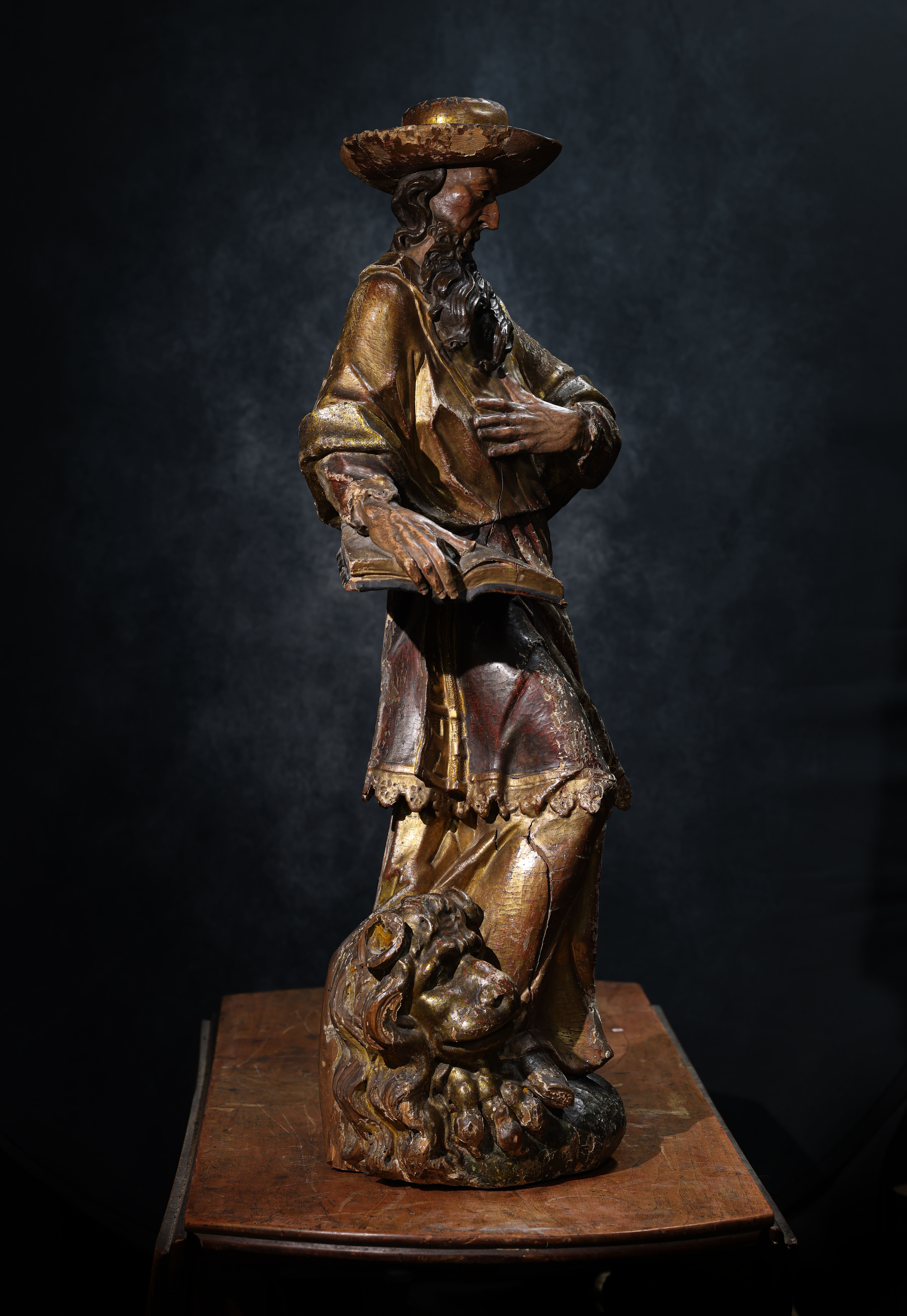 Gran figura tallada de San Jerónimo en madera de tilo, vista 5, Europa, siglos XVII–XVIII – Galería F. Cervera