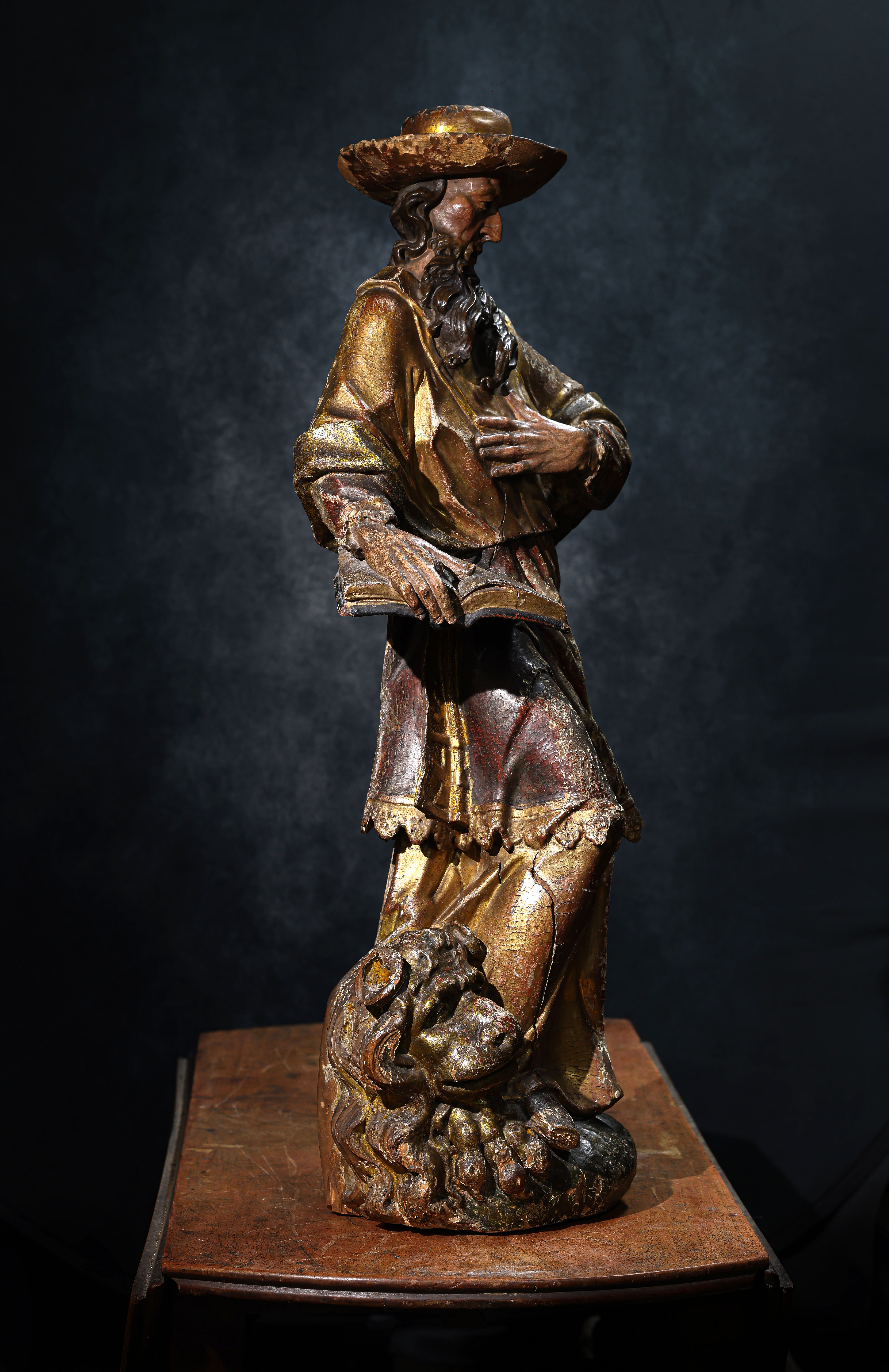 Gran figura tallada de San Jerónimo en madera de tilo, vista 8, Europa, siglos XVII–XVIII – Galería F. Cervera