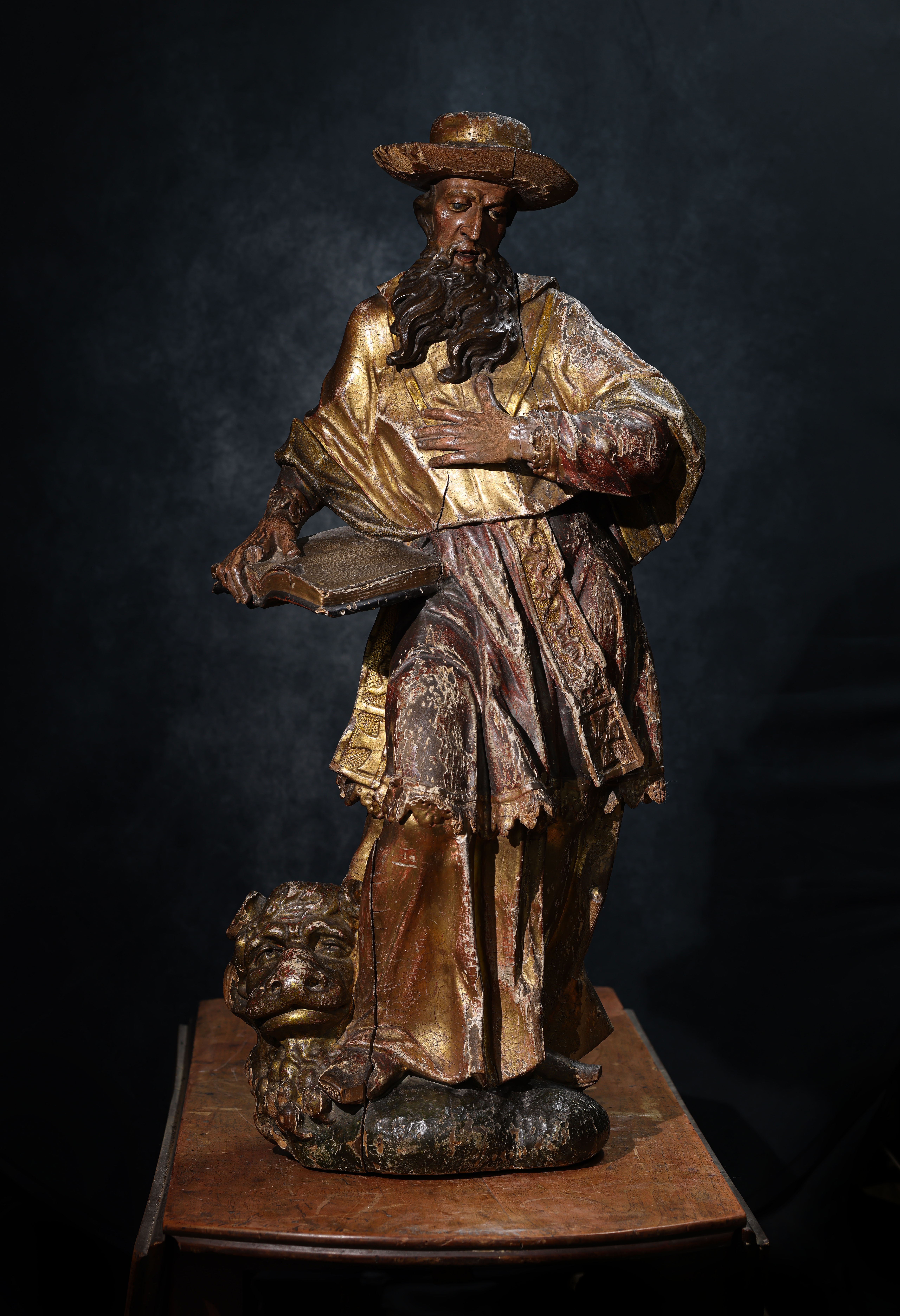 Gran figura tallada de San Jerónimo en madera de tilo, vista 9, Europa, siglos XVII–XVIII – Galería F. Cervera