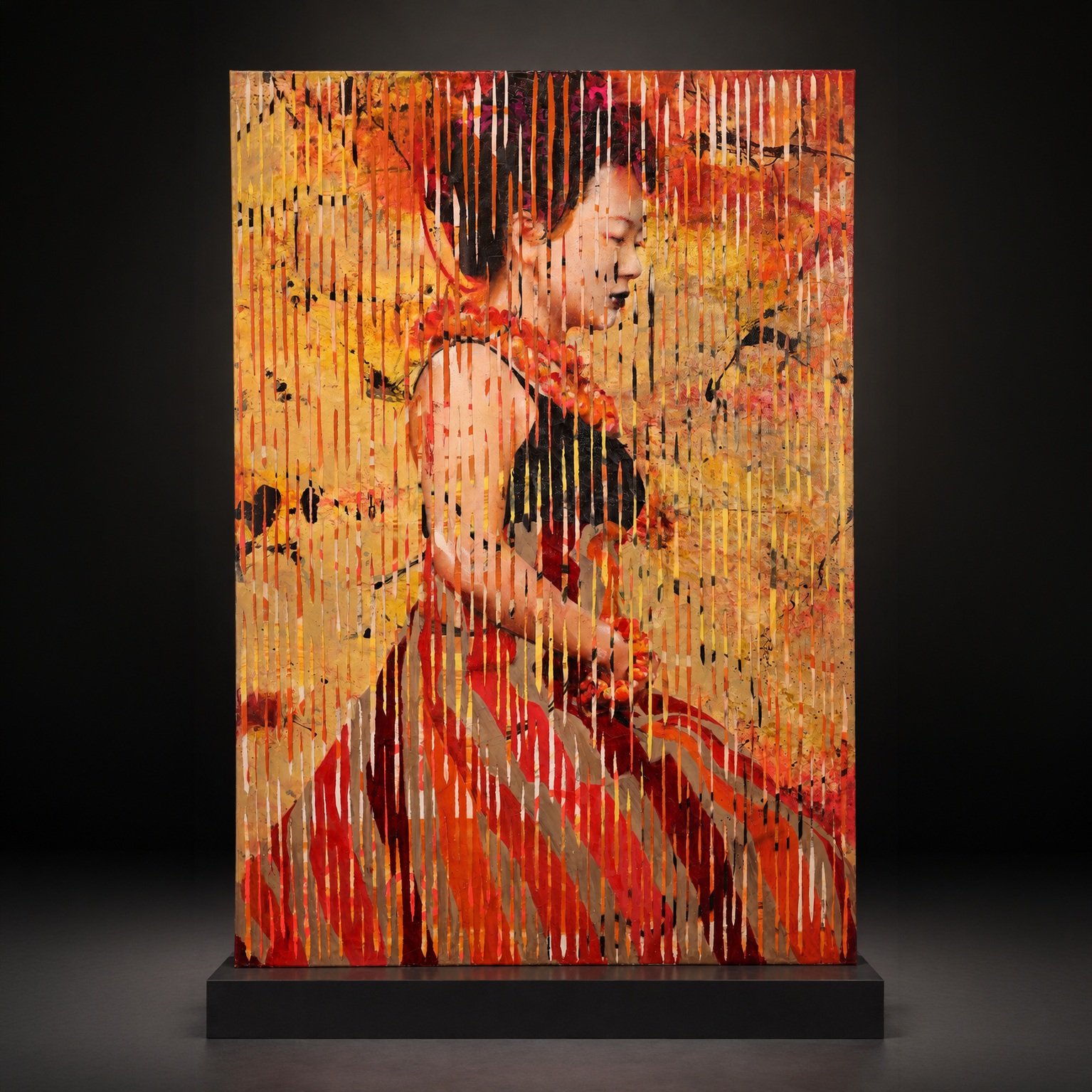 Lita Cabellut Rosa, 2023, técnica mixta sobre lienzo, 215 x 145 cm - Galería F. Cervera - EU-382